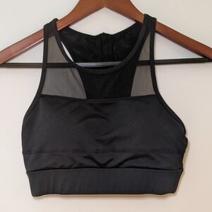 ZYIA Active All Star Zip Back Sports Bra Size Small One More Rep Black Padded